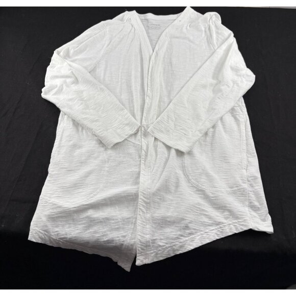 Chicos White Open Front Cardigan L/XL Cotton Blend Lightweight Knit T shirt - Picture 1 of 5